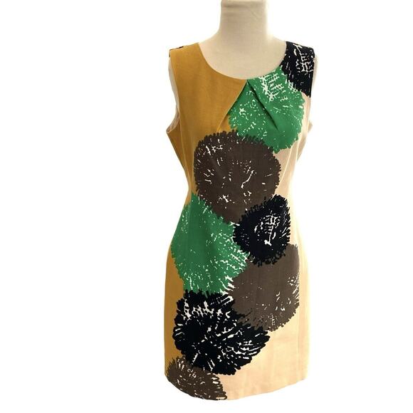 Anthropologie Tabitha Pom Flower Shift Sheath Dress Career Lined Size 6 - Picture 1 of 8